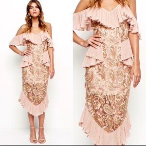 Alice McCall metallic paisley ruffle dress size 8